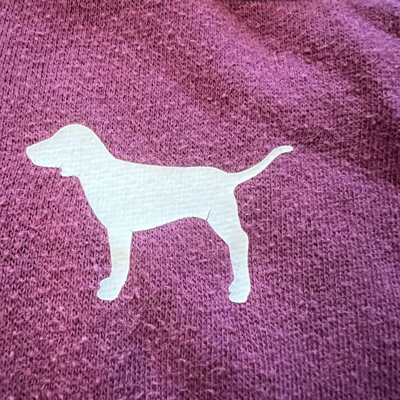 PINK Victoria's Secret Half Zip Sweatshirt Size M Burgundy/Gray Colorblock Dog - Picture 6 of 8
